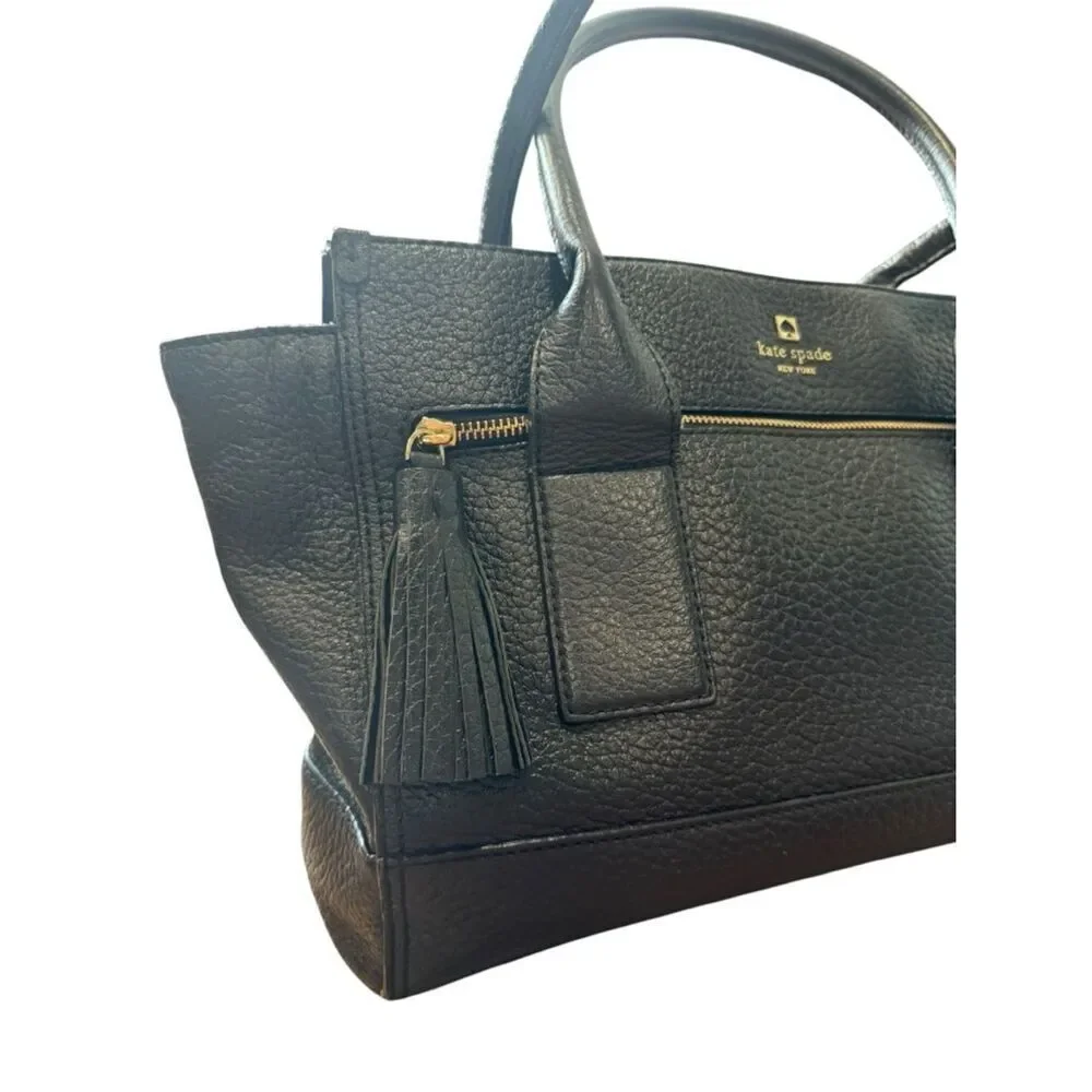 Kate Spade Southport Oden Black Pebbled Leather Satchel with Tassel